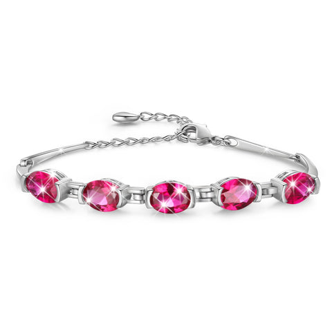 Juwaliy 18K White Gold Plated Bracelets for Women,Birthstone Jewelry Birthday Gifts for Wife Daughter Mom