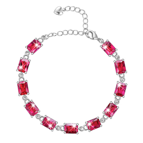 Juwaliy 18K White Gold Plated Tennis Bracelets for Women Birthstone Jewelry Birthday Gifts for Wife Mother Daughter