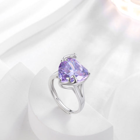 9Ct Women Heart Ring 925 Sterling Silver Dolphin June Birthstone Alexandrite Solitaire Ring Jewelry Birthday Gift for Mother - Aurora Tears