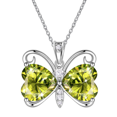 Women Butterfly Necklace Heart Birthstone Pendant Jewelry Birthday Christmas Mother's Day Gift