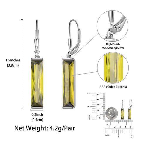 925 Sterling Silver Women Earrings Dangle Leverback Earrings August Birthstone Peridot CZ Jewelry Birthday Mother's Day Gift - Aurora Tears
