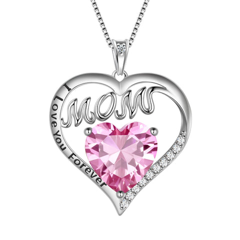 Colar de mãe com pingente de pedra de nascimento, coração, presente para o dia das mães, joias de aniversário