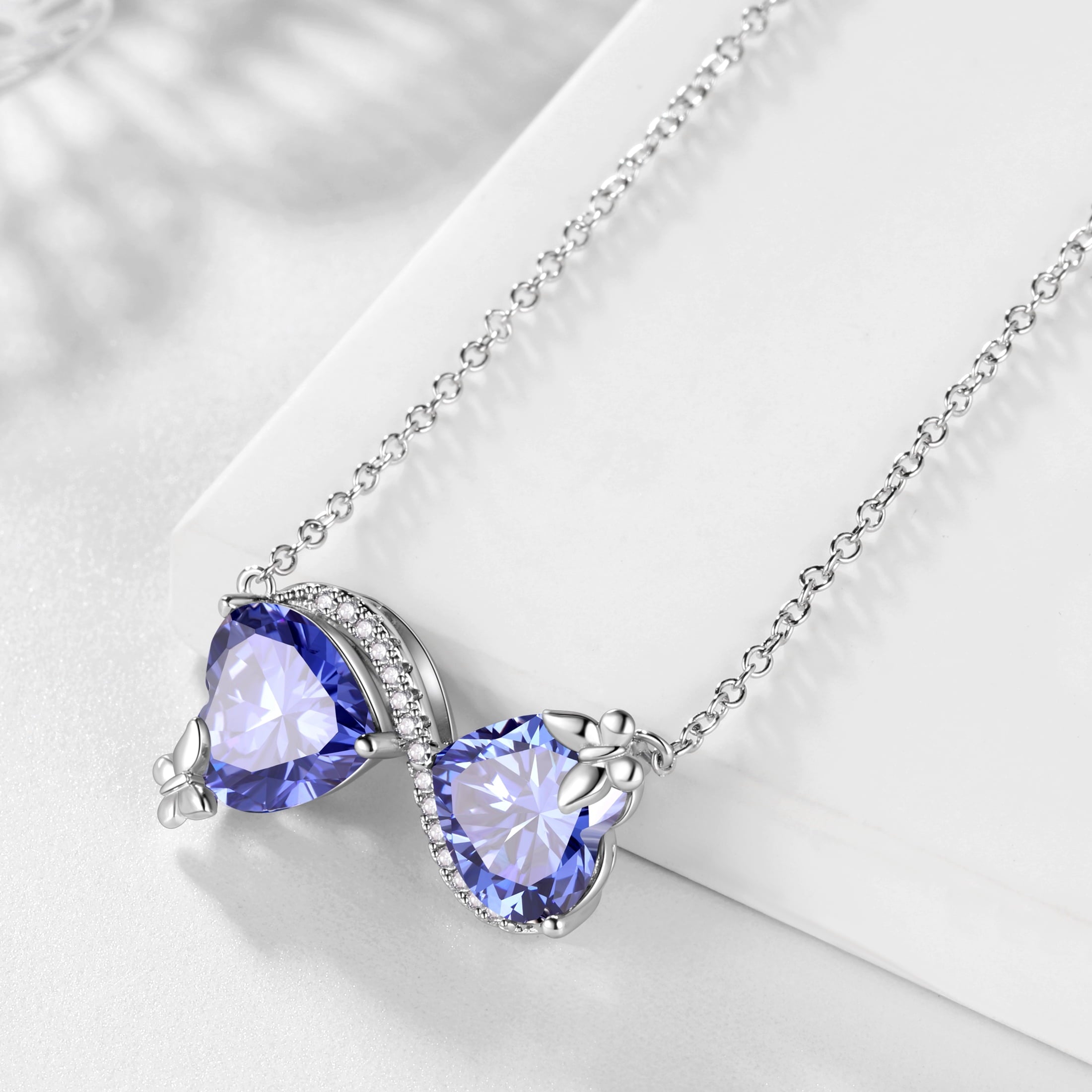 Women Infinity Heart Butterfly Necklace December Birthstone Tanzanite Blue Pendant Jewelry Daughter Grandma Wife Christmas Birthday Gifts - Aurora Tears