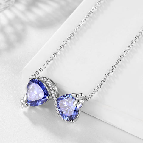Women Infinity Heart Butterfly Necklace December Birthstone Tanzanite Blue Pendant Jewelry Daughter Grandma Wife Christmas Birthday Gifts - Aurora Tears