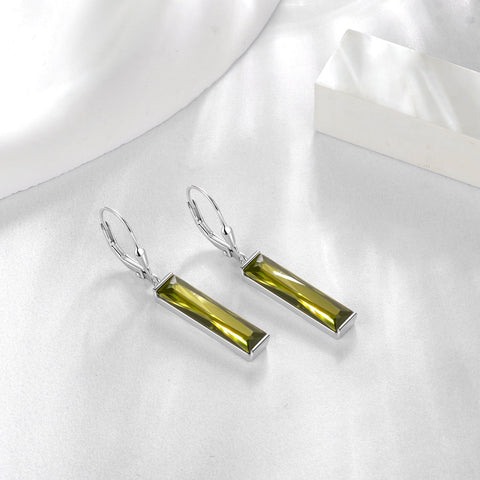 925 Sterling Silver Women Earrings Dangle Leverback Earrings August Birthstone Peridot CZ Jewelry Birthday Mother's Day Gift - Aurora Tears