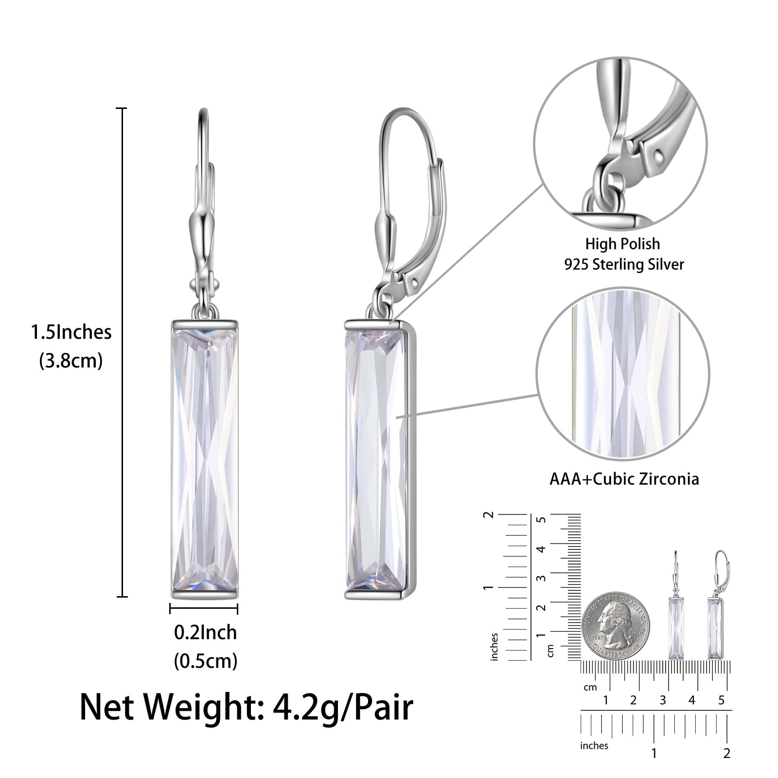 Leverback Long Dangle Earrings Sterling Silver Women April Birthstone Earrings Diamond Crystal Wedding Bridal Jewelry Birthday Gift - Aurora Tears