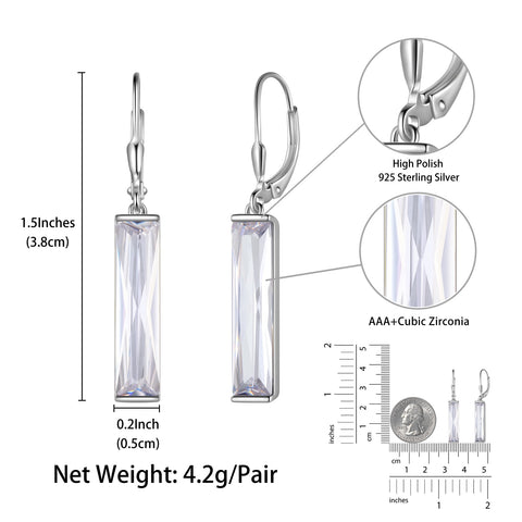 Leverback Long Dangle Earrings Sterling Silver Women April Birthstone Earrings Diamond Crystal Wedding Bridal Jewelry Birthday Gift - Aurora Tears