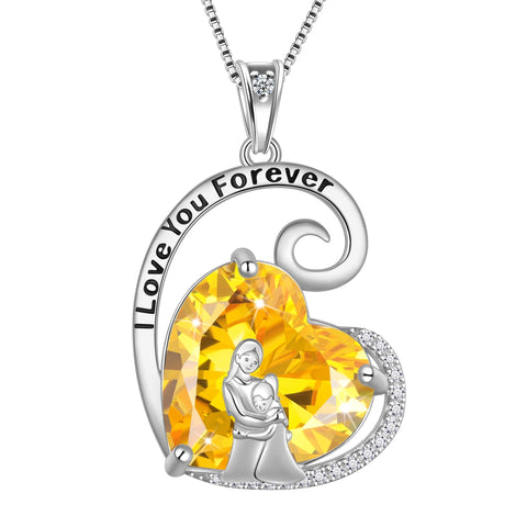 Collier mère-fille en argent sterling 925 avec pierre de naissance en forme de cœur, cadeau pour la fête des mères