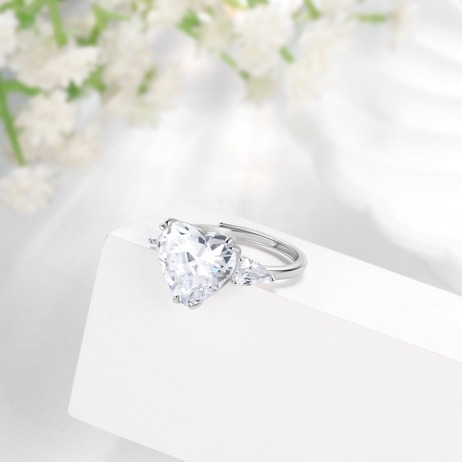 6Ct Women Heart Engagement Ring 925 Sterling Silver April Birthstone Ring Diamond Crystal Promise Wedding Bridal Jewelry Gifts - Aurora Tears