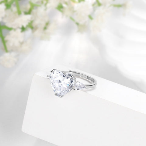 6Ct Women Heart Engagement Ring 925 Sterling Silver April Birthstone Ring Diamond Crystal Promise Wedding Bridal Jewelry Gifts - Aurora Tears