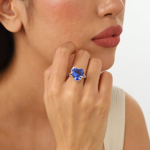 9Ct Women Heart Ring 925 Sterling Silver Dolphin December Birthstone Tanzanite Blue Solitaire Ring Jewelry Mom Christmas Birthday Gift - Aurora Tears