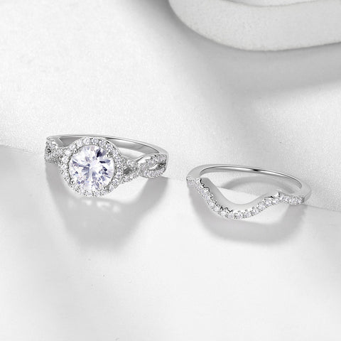 Anello di fidanzamento da donna con taglio rotondo in moissanite infinito da 1,5 carati, set di gioielli, anelli nuziali, regalo, taglia 6-9