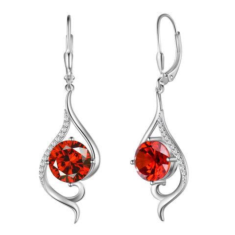Femmes boucles d'oreilles Pierre de naissance queue suspendue longue goutte bijoux Leverback 925 cadeaux d'anniversaire en argent Sterling