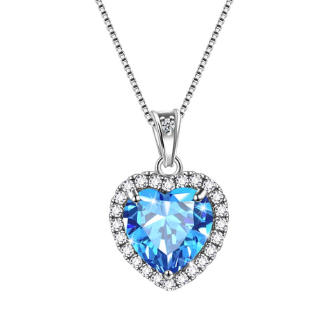 Colar Coração Feminino com Pingente de Pedra de Nascimento, Joia Ideal para Presente de Aniversário, Prata de Lei 925