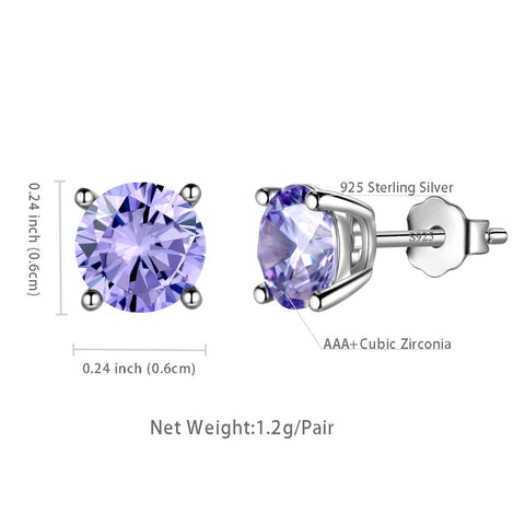 Pendientes redondos con piedra natal de junio de Alejandrita, joyería para mujeres y niñas, regalo de cumpleaños, plata de ley