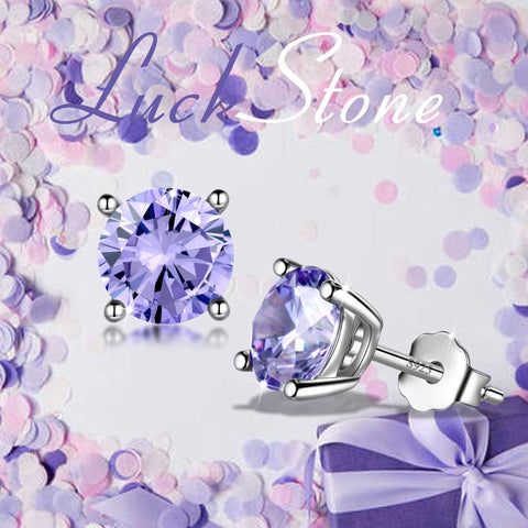 Pendientes redondos con piedra natal de junio de Alejandrita, joyería para mujeres y niñas, regalo de cumpleaños, plata de ley