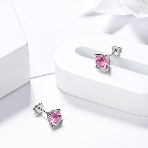 Boucles d'oreilles rondes en tourmaline avec pierre de naissance d'octobre pour femmes et filles, bijoux cadeau d'anniversaire en argent sterling