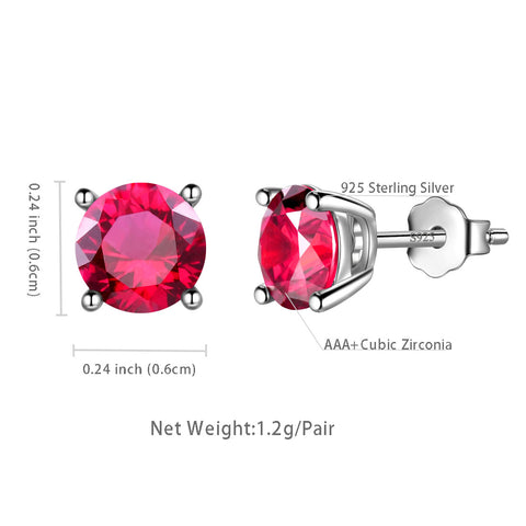 Damen-Ohrringe mit Geburtsstein Rubin im Juli, Mädchen-Geschenk, Schmuck aus Sterlingsilber