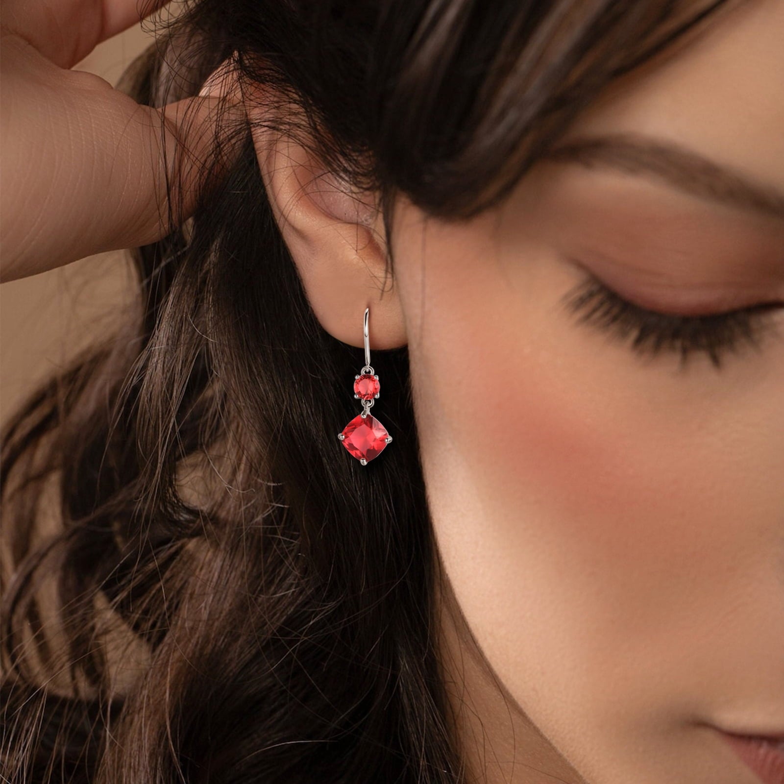 January Birthstone Earrings 925 Sterling Silver Women Dangle Earrings Hook Garnet Red Crystal Jewelry Mom Birthday Valentines Day Gift for Her - Aurora Tears