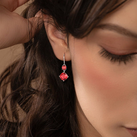 January Birthstone Earrings 925 Sterling Silver Women Dangle Earrings Hook Garnet Red Crystal Jewelry Mom Birthday Valentines Day Gift for Her - Aurora Tears