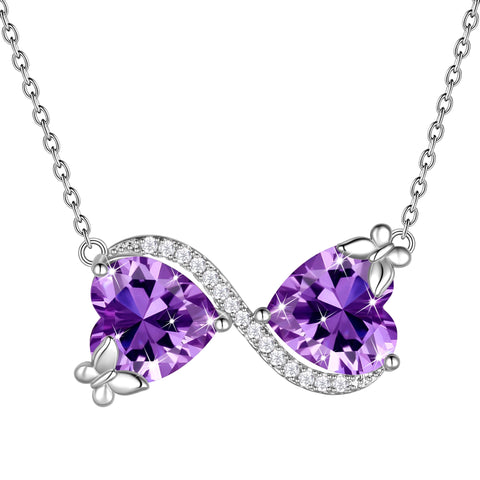 Collier pendentif papillon cœur infini pour femme, pierre de naissance, bijou cadeau d'anniversaire ou de fête des mères