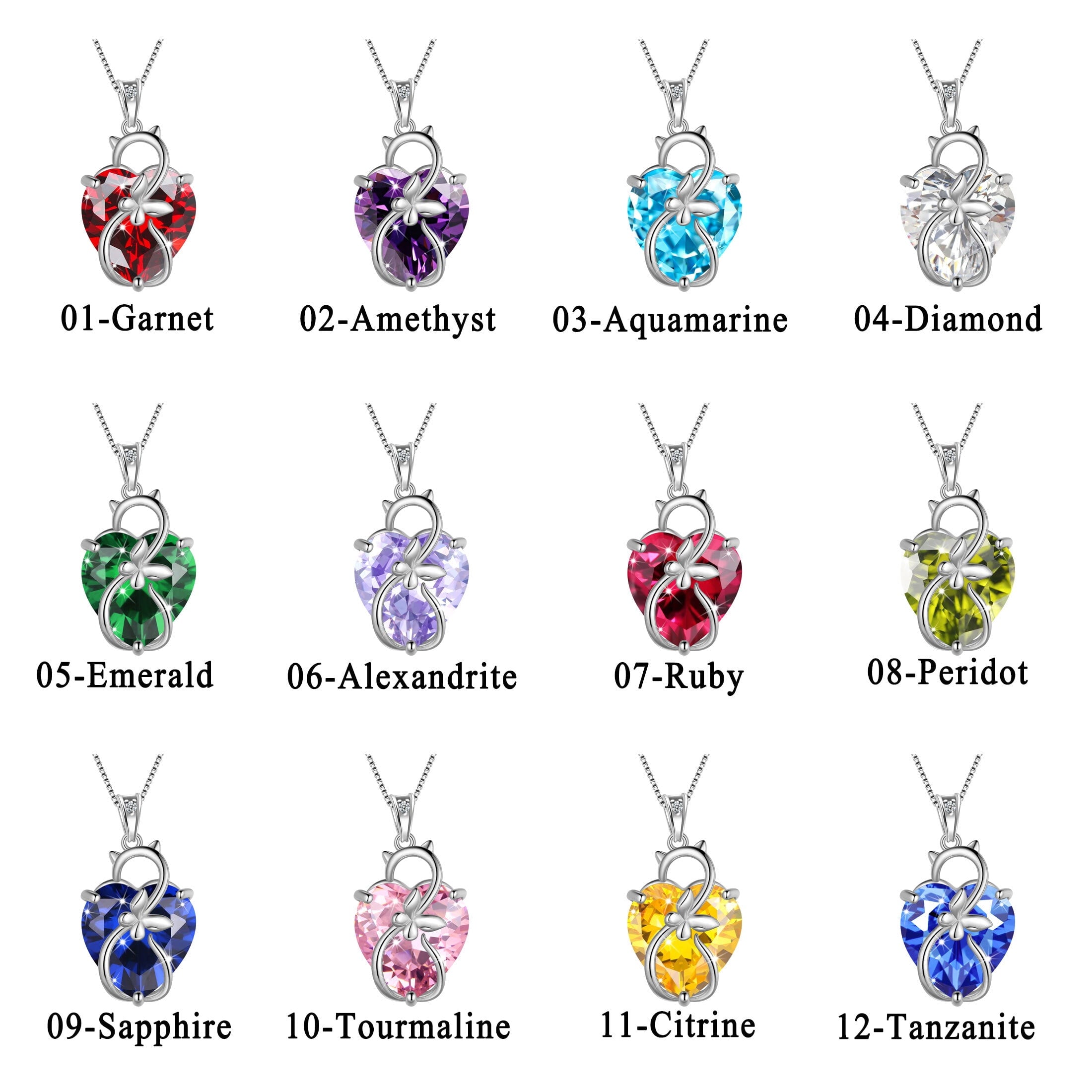 15MM Women Cat Necklace Heart December Birthstone 925 Sterling Silver Pendant Butterfly Blue Tanzanite Jewelry Christmas Birthday Mother's Day Gift - Aurora Tears