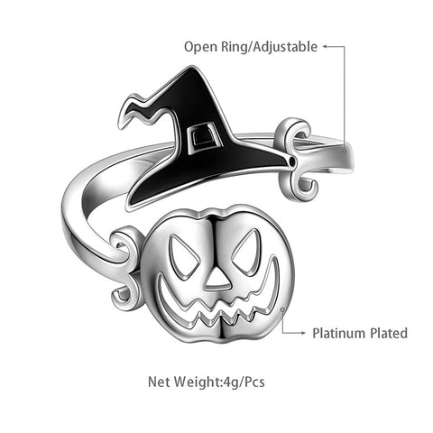 Halloween Pumpkin Rings Ghost Witch Hat Open Finger Ring Party Jewelry - Rings - Aurora Tears