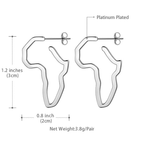 African Map Drop Earring Women Men Jewelry Gift 925 Sterling Silver