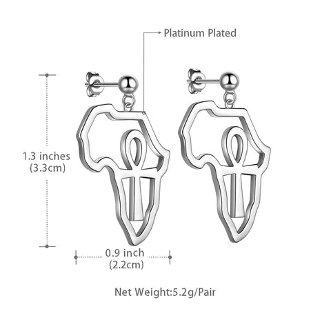 Afrika Karte Ägypten Ankh Kreuz Ohrringe Ohrstecker Herren Damen Schmuck 925 Sterling Silber