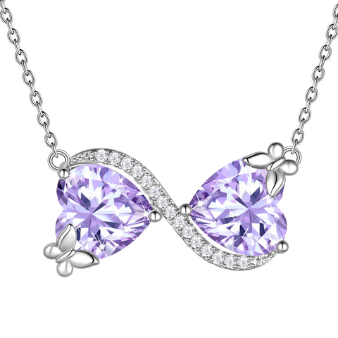 Collier pendentif papillon cœur infini pour femme, pierre de naissance, bijou cadeau d'anniversaire ou de fête des mères