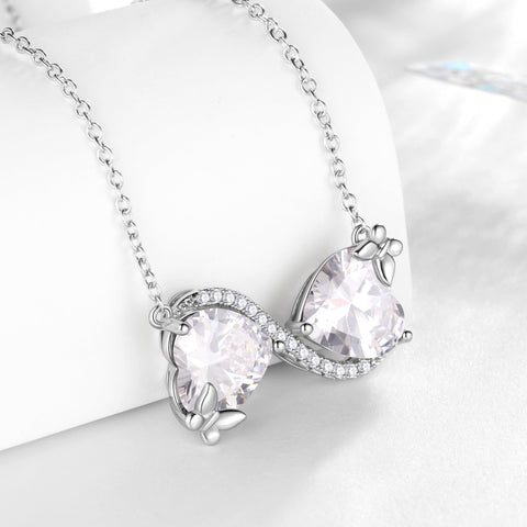 Women Infinity Heart Butterfly Necklace April Birthstone Necklace Diamond Pendant Jewelry Daughter Wife Birthday Mother's Day Gifts for Her - Aurora Tears