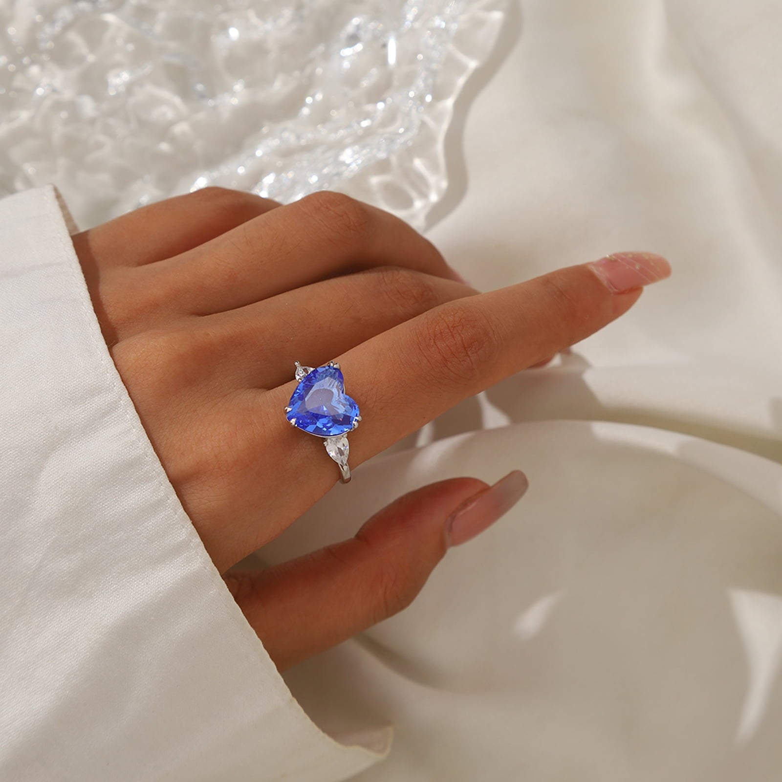 6Ct Heart Women Ring December Birthstone Tanzanite Blue 925 Sterling Silver Ring Jewelry Mom Christmas Birthday Valentine Gifts for Girlfriend - Aurora Tears