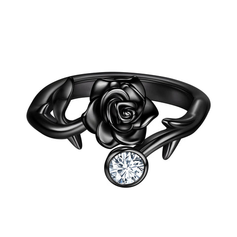 Anel de rosa 3D com flor de rosa, anel aberto, joias para mulheres, meninas, casamento, noivado, presentes para o dia dos namorados