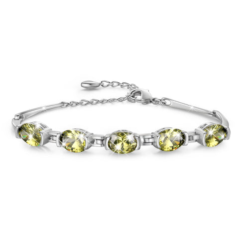 Juwaliy 18K White Gold Plated Bracelets for Women,Birthstone Jewelry Birthday Gifts for Wife Daughter Mom