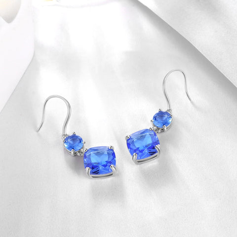 December Birthstone Earrings Women Dangle Earrings Sterling Silver Hook Tanzanite Blue Crystal Jewelry Mother Christmas Birthday Gifts for Her - Aurora Tears