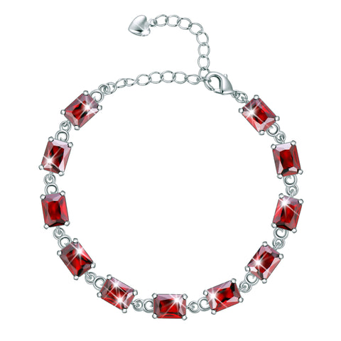 Juwaliy 18K White Gold Plated Tennis Bracelets for Women Birthstone Jewelry Birthday Gifts for Wife Mother Daughter