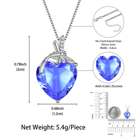Dragonfly Necklace Blue Heart December Birthstone Necklace Tanzanite 925 Sterling Silver Pendant Jewelry Women Birthday Christmas Mother's Day Gift - Aurora Tears