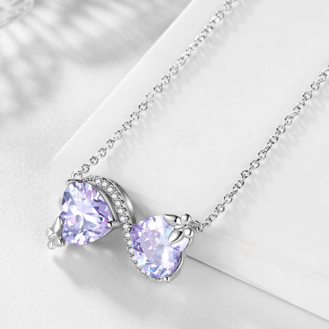 Women Infinity Heart Butterfly Necklace June Birthstone Necklace Alexandrite Purple Pendant Jewelry Birthday Gifts for Mother Wife Daughter - Aurora Tears