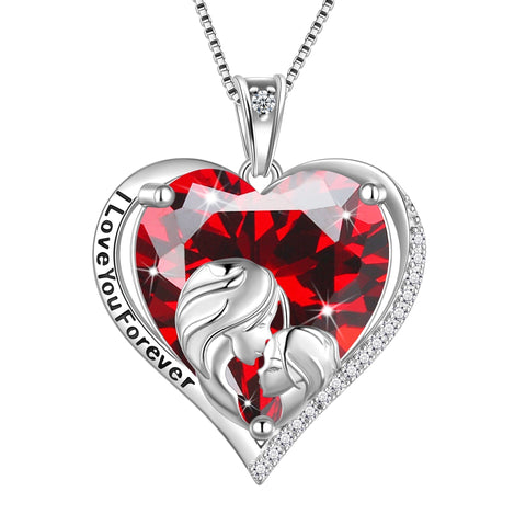 Colar feminino com pingente de coração em prata de lei 925, ideal para presentear mães e filhas. Joia com pedra de nascimento.