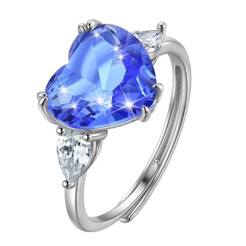 925 Sterling Silver Ring Heart 6CT Women Birthstone Band Bridal Jewelry Valentine Gift for Wife