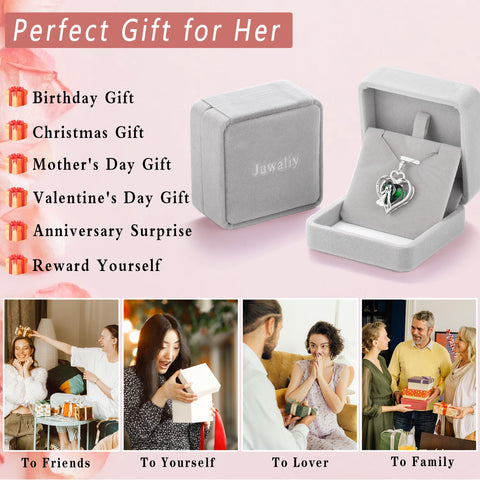 Couple Necklace for Women 925 Sterling Silver Heart July Birthstone Pendant Love You Wedding Engagement Jewelry Valentines Day Gift for Her Wife Girlfriend Bride - Aurora Tears