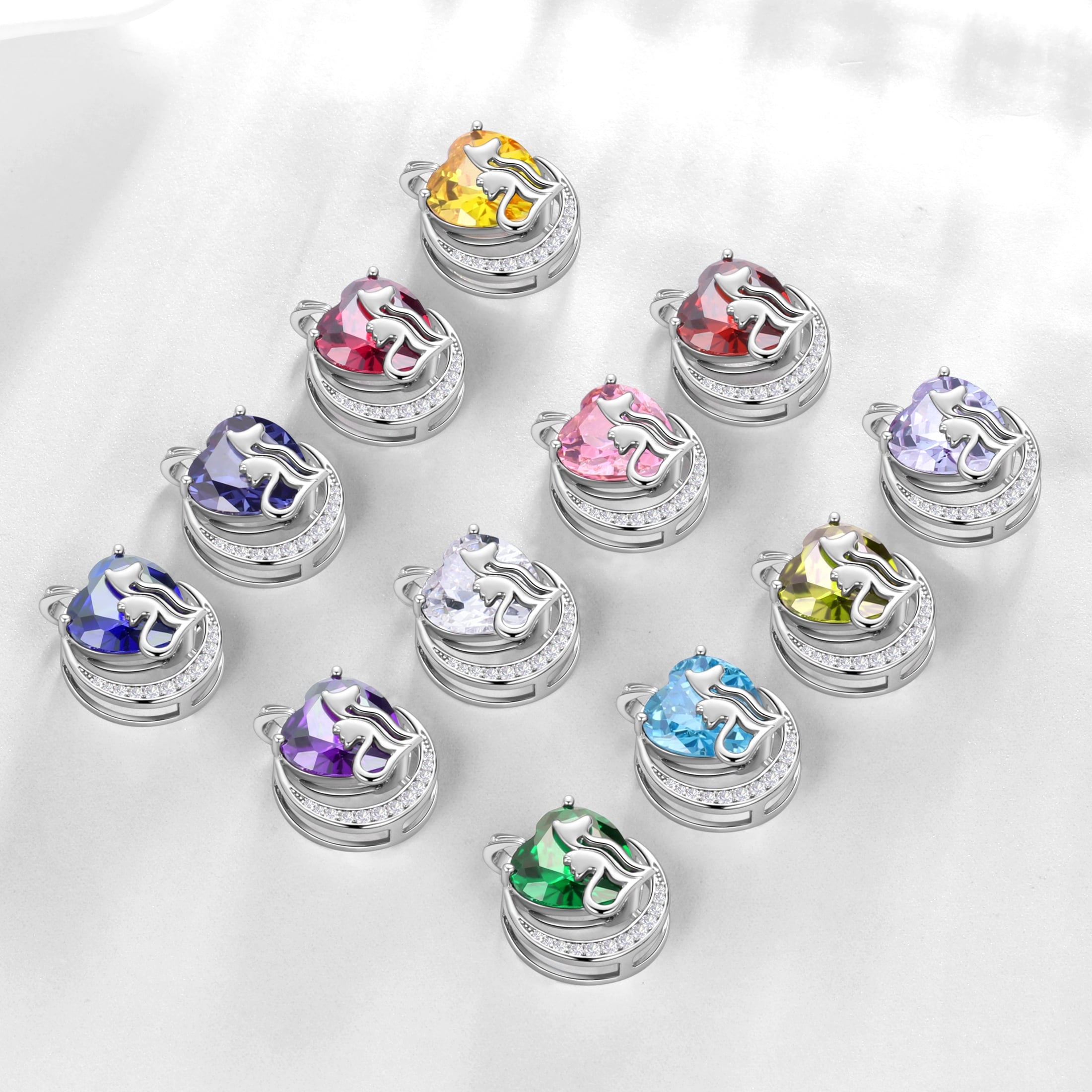 Women Animal Cat and Dog Necklace Blue Heart September Birthstone Charm Sapphire Pendant Jewelry Christmas Birthday Gift for Mother Daughter Pet Lovers - Aurora Tears