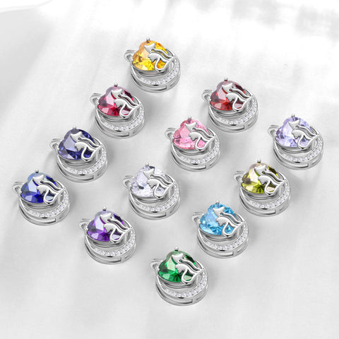 Women Animal Cat and Dog Necklace White Heart April Birthstone Charm Diamond Crystal Pendant Jewelry Birthday Gift for Mother Wife Daughter Pet Lovers - Aurora Tears