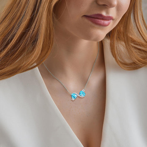 Women Infinity Heart Butterfly Necklace March Birthstone Necklace Aquamarine Blue Pendant Jewelry Wife Birthday Mother's Day Gift for Her - Aurora Tears