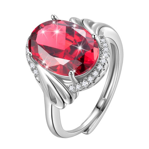 Ring aus 925er Sterlingsilber, oval, 8 Karat, Geburtsstein, verstellbar, Schmuck, Geschenke für Mutter und Oma