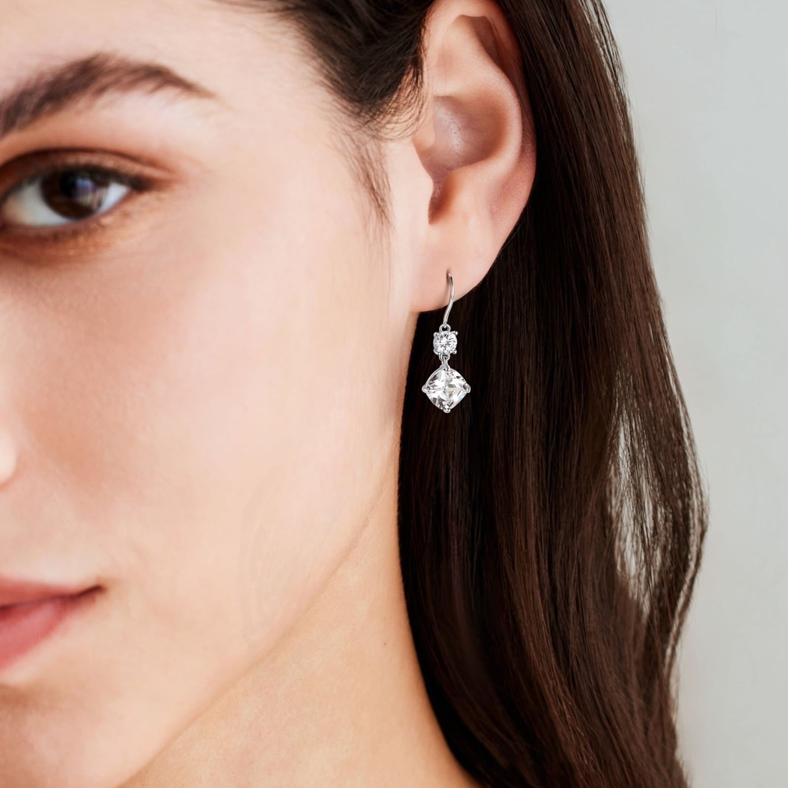 925 Sterling Silver Hook Women Dangle Earrings April Birthstone Earrings Diamond Crystal Wedding Bridal Jewelry Valentine's Day Gift - Aurora Tears