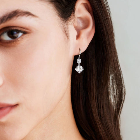 925 Sterling Silver Hook Women Dangle Earrings April Birthstone Earrings Diamond Crystal Wedding Bridal Jewelry Valentine's Day Gift - Aurora Tears