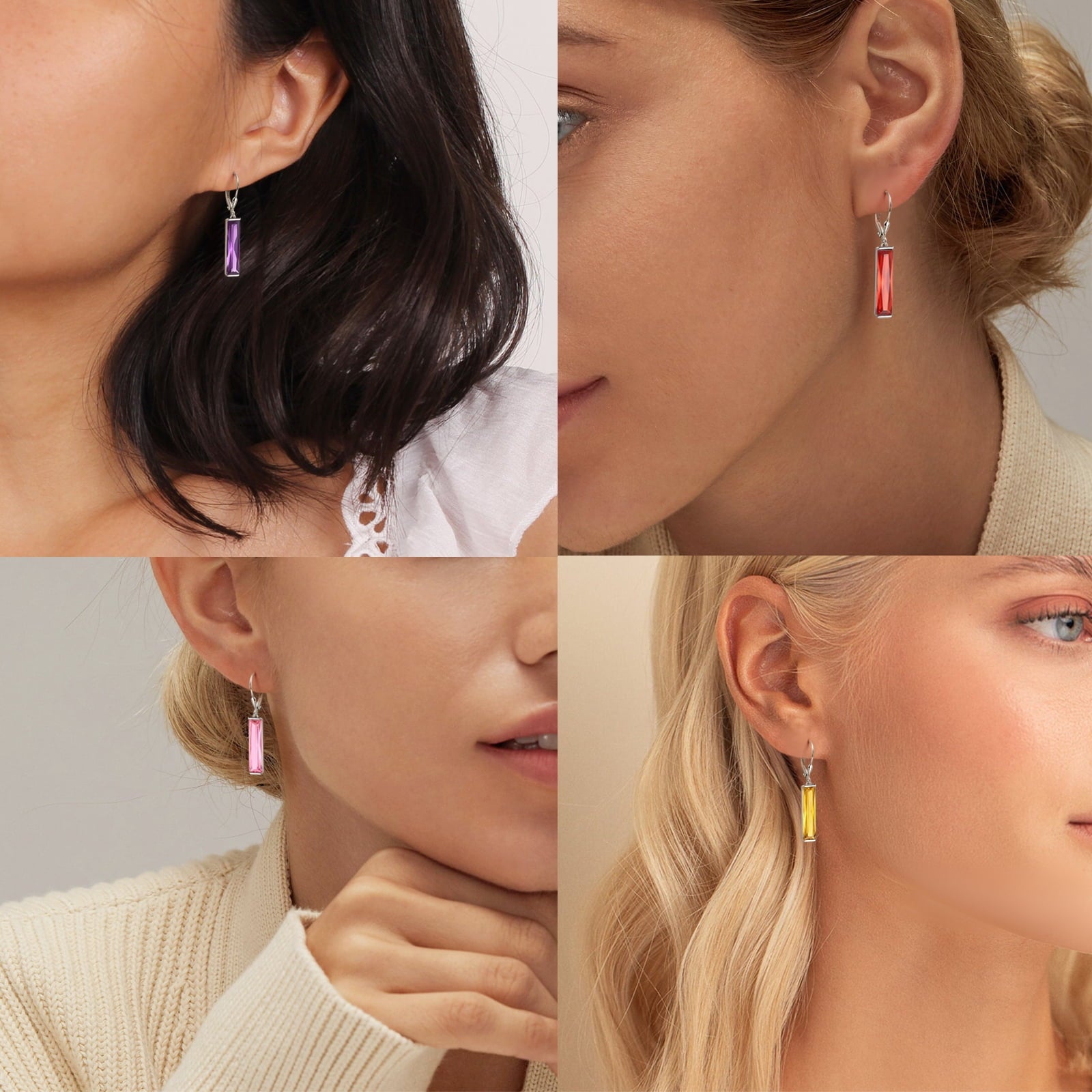 Leverback Dangle Earrings Sterling Silver Women Earrings February Birthstone Amethyst Purple Jewelry Christmas Valentine's Day Gift - Aurora Tears