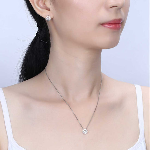 Ensemble de bijoux en diamant avec pierre de naissance Cube 3D, 3 pièces, cadeau d'anniversaire pour femmes et filles