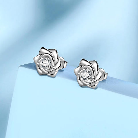 Boucles d'oreilles à clous en forme de Rose 3D, cadeaux d'anniversaire pour femmes et filles, en argent Sterling 925